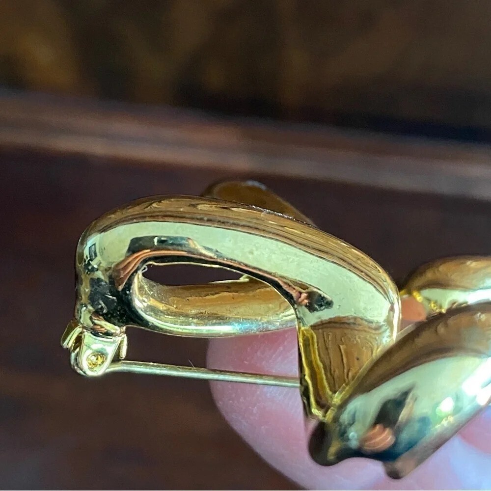 Statement Large Chunky Gold Tone 3D Star ⭐️ Brooch Vintage - Picture 4 of 9